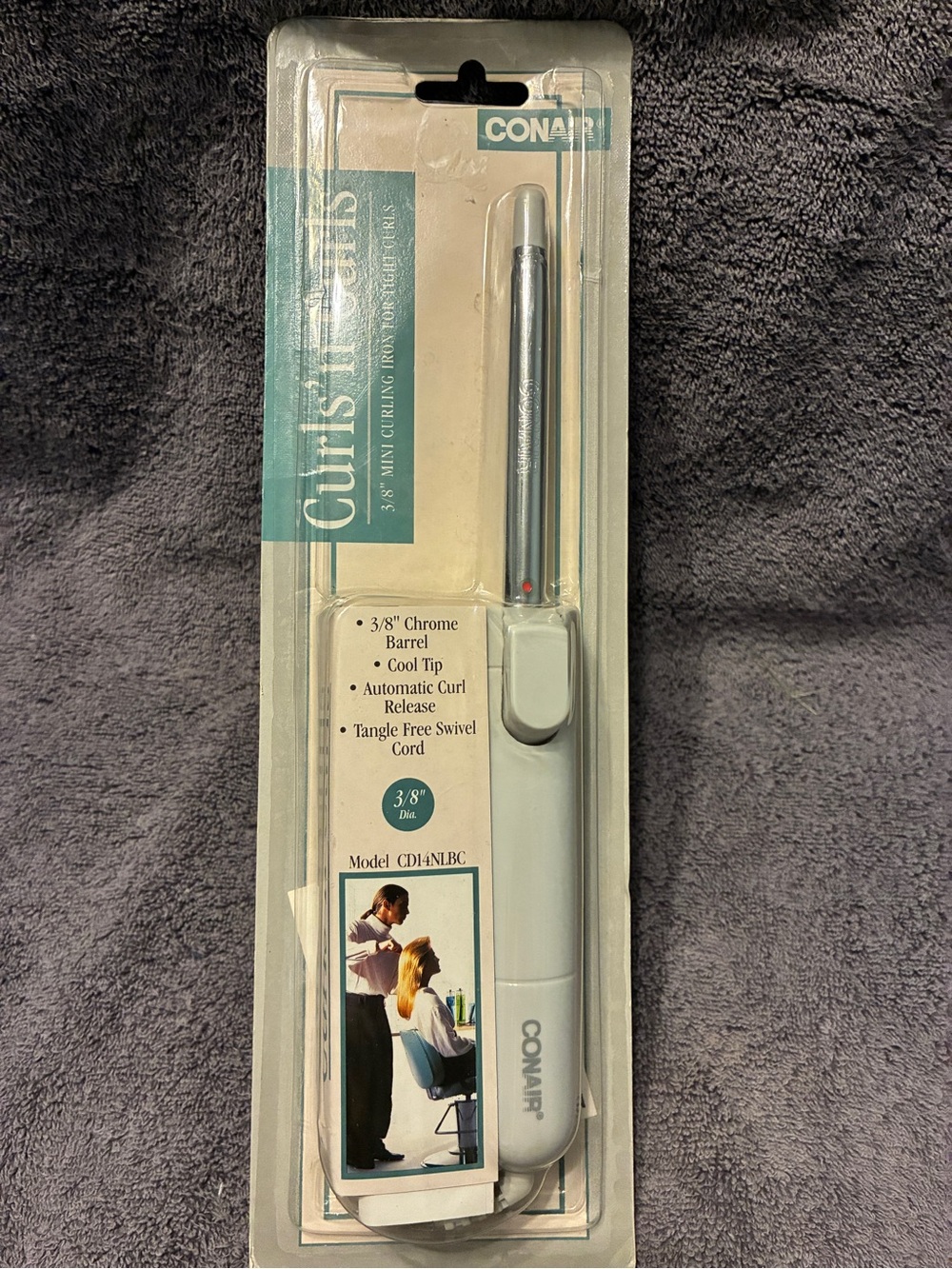 CONAIR 3/8" Chrome Curling Iron - White/Silver NEW